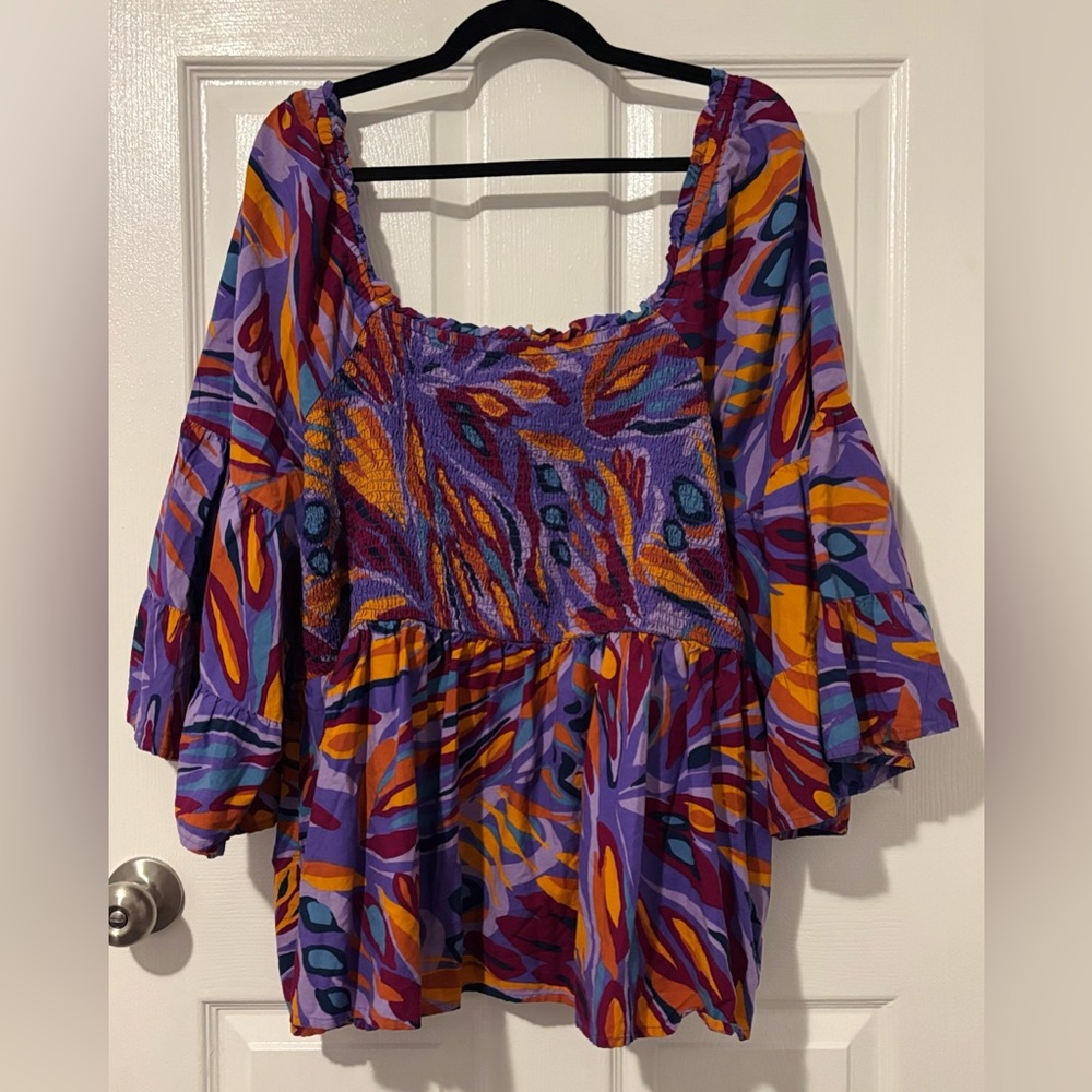 NWOT Terra & Sky Colorful Women's Blouse - Picture 3 of 4